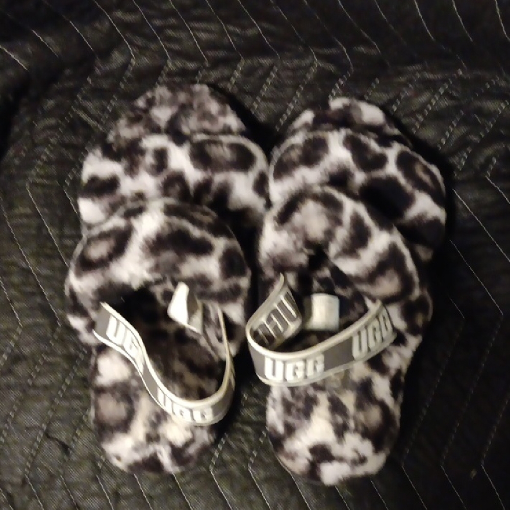 UGG Black and White Animal Print Slippers